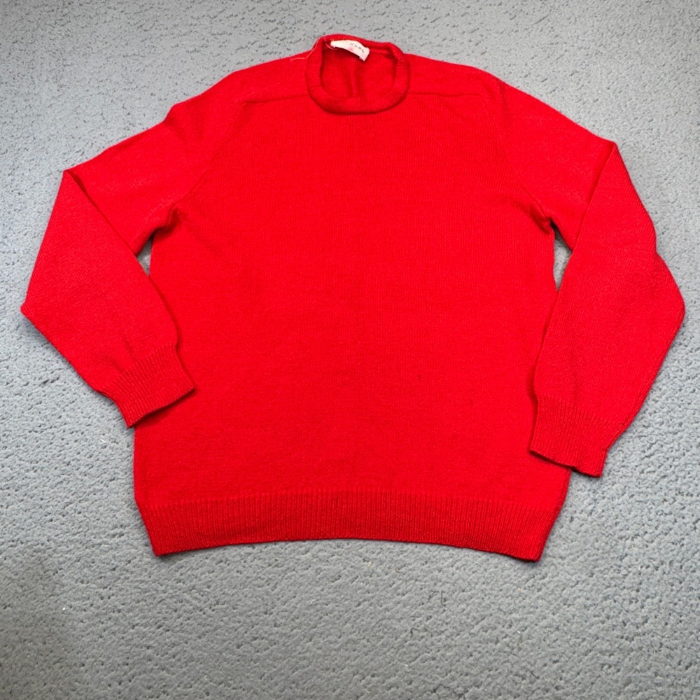 Vintage St John Santana Knit Sweater Womens Large Red Roll Neck Raglan Pullover
